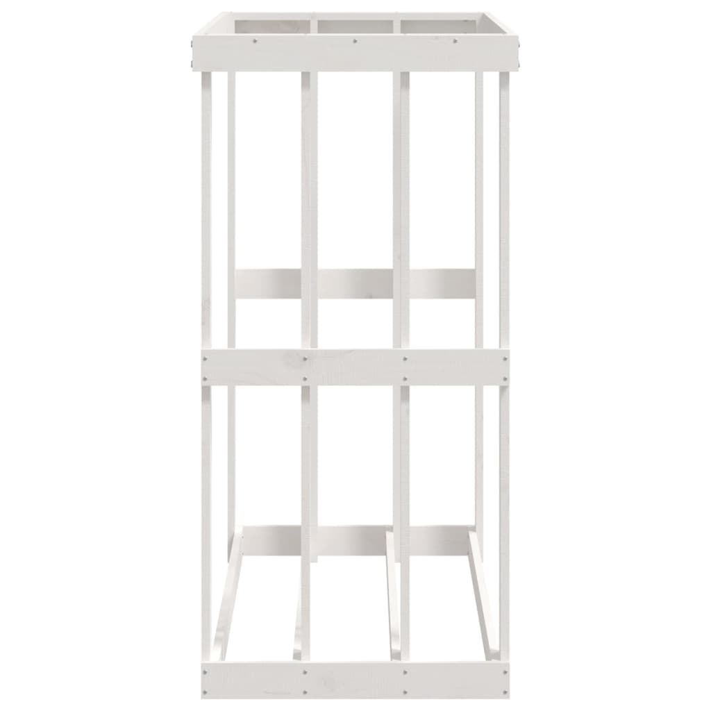 vidaXL Suport bușteni de exterior, alb, 108x52x106 cm, lemn masiv pin vidaXL Suport bușteni de exterior, alb, 108x52x106 cm, lemn masiv pin