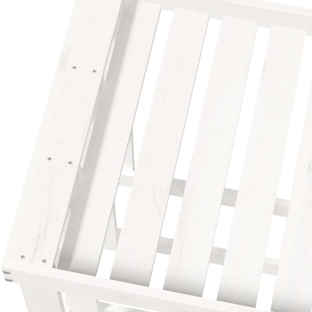 vidaXL Suport bușteni de exterior, alb, 108x52x74 cm, lemn masiv pin vidaXL Suport bușteni de exterior, alb, 108x52x74 cm, lemn masiv pin