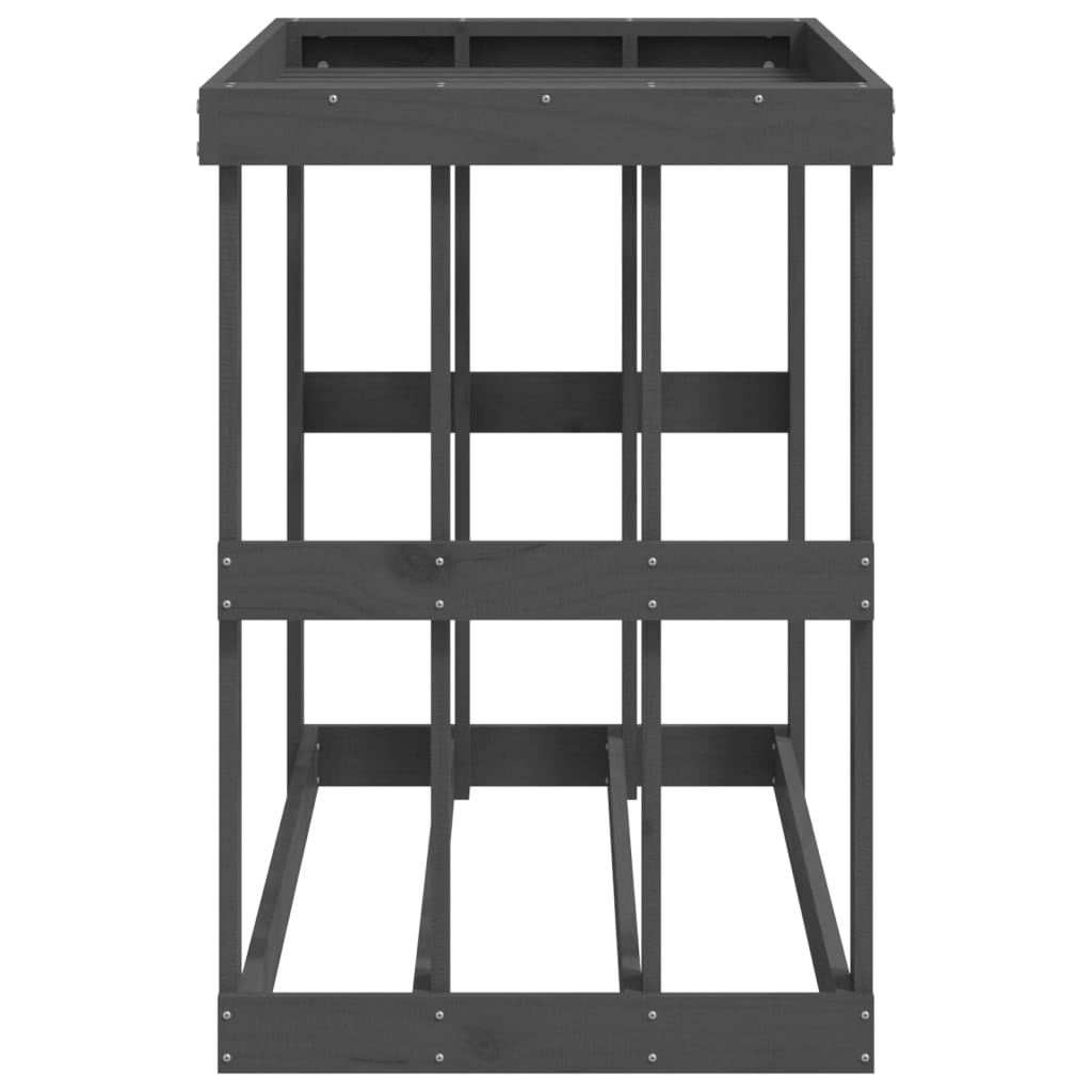 vidaXL Suport bușteni de exterior, gri, 108x52x74 cm, lemn masiv pin vidaXL Suport bușteni de exterior, gri, 108x52x74 cm, lemn masiv pin