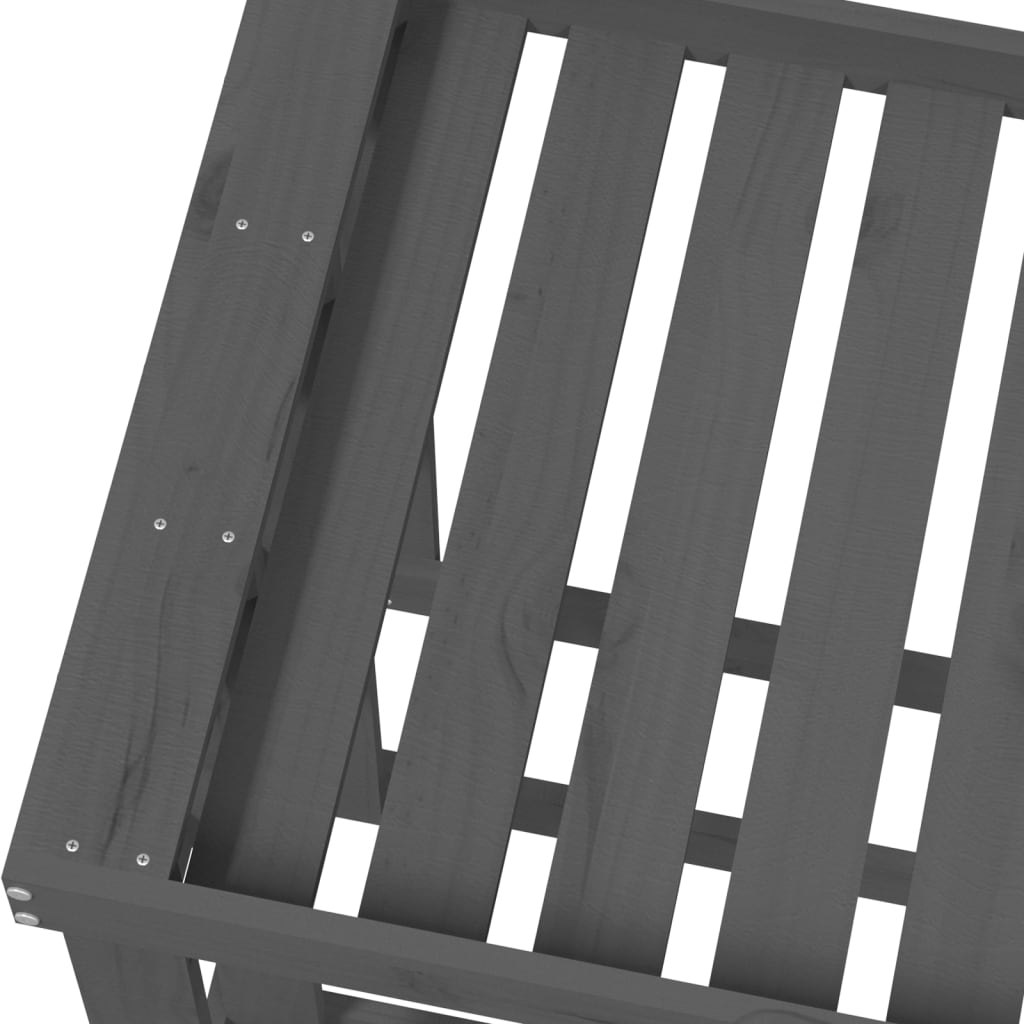 vidaXL Suport bușteni de exterior, gri, 108x52x74 cm, lemn masiv pin vidaXL Suport bușteni de exterior, gri, 108x52x74 cm, lemn masiv pin