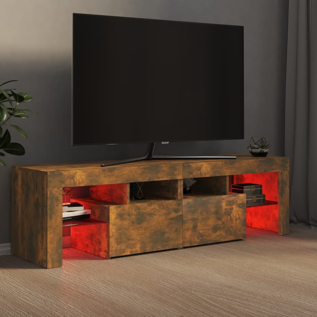 vidaXL Comodă TV cu lumini LED, stejar fumuriu 140x36,5x40 cm vidaXL Comodă TV cu lumini LED, stejar fumuriu 140x36,5x40 cm