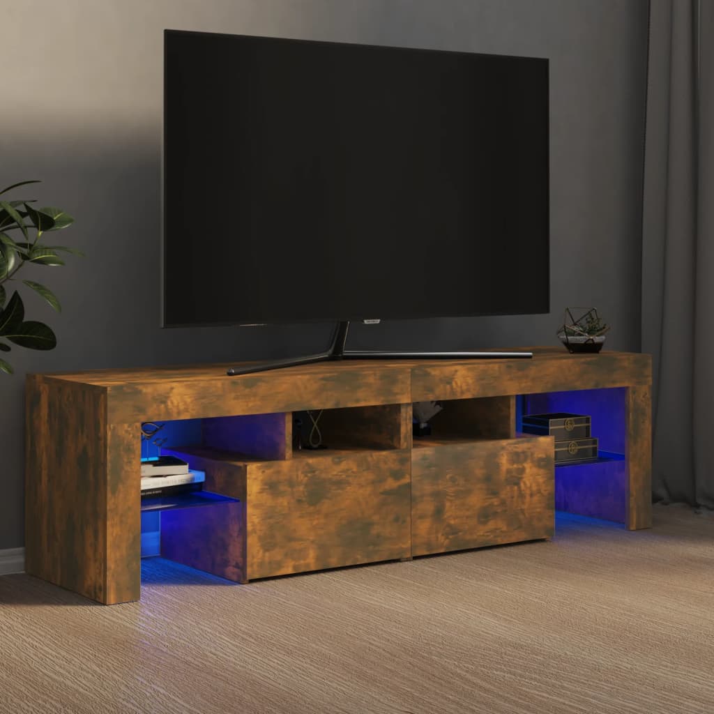 vidaXL Comodă TV cu lumini LED, stejar fumuriu 140x36,5x40 cm vidaXL Comodă TV cu lumini LED, stejar fumuriu 140x36,5x40 cm