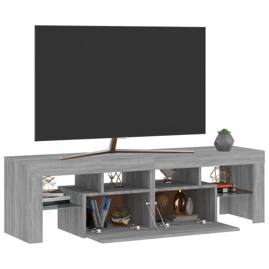 vidaXL Comodă TV cu lumini LED, gri sonoma, 140x36,5x40 cm