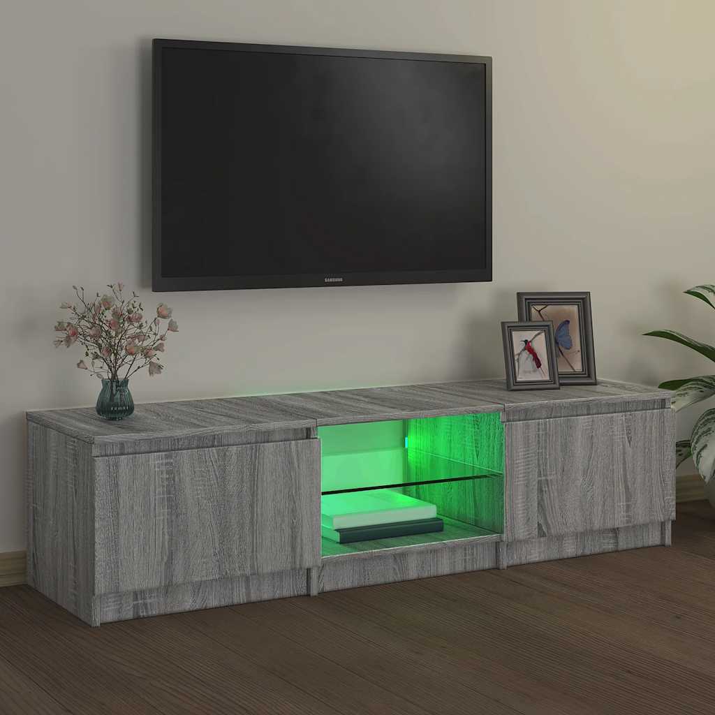 vidaXL Comodă TV cu lumini LED, gri sonoma, 140x40x36 cm