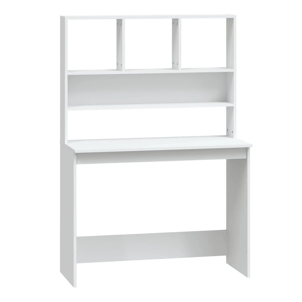vidaXL Birou cu rafturi, alb, 102x45x148 cm, lemn compozit vidaXL Birou cu rafturi, alb, 102x45x148 cm, lemn compozit
