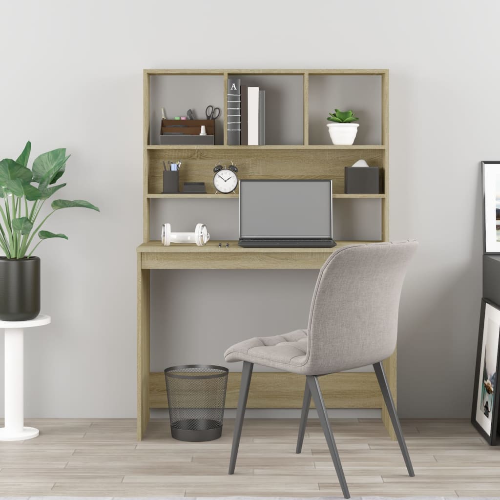 vidaXL Birou cu rafturi, stejar sonoma, 102x45x148 cm, lemn compozit vidaXL Birou cu rafturi, stejar sonoma, 102x45x148 cm, lemn compozit