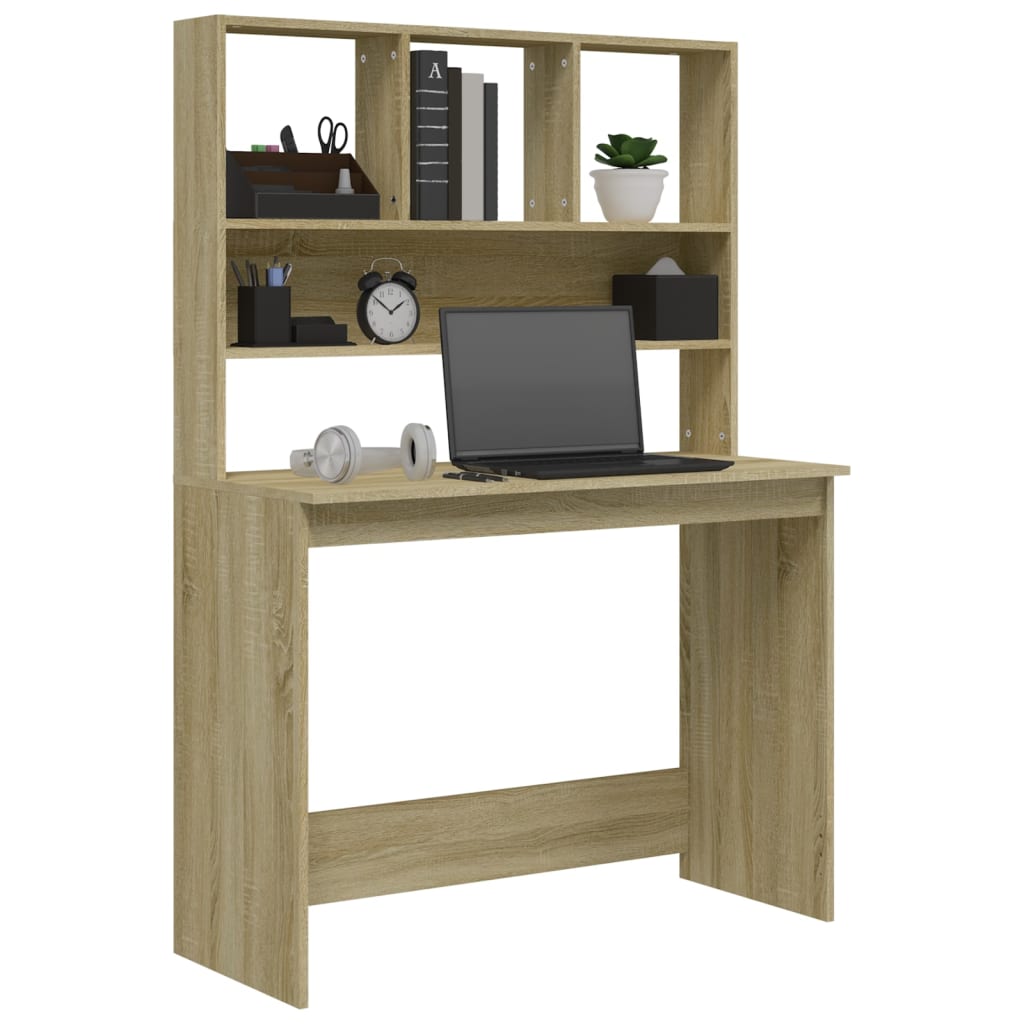 vidaXL Birou cu rafturi, stejar sonoma, 102x45x148 cm, lemn compozit vidaXL Birou cu rafturi, stejar sonoma, 102x45x148 cm, lemn compozit