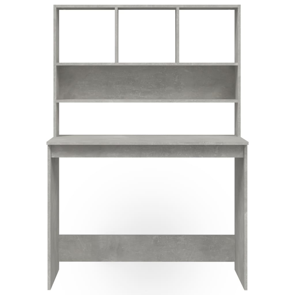 vidaXL Birou cu rafturi, gri beton, 102x45x148 cm, lemn compozit vidaXL Birou cu rafturi, gri beton, 102x45x148 cm, lemn compozit