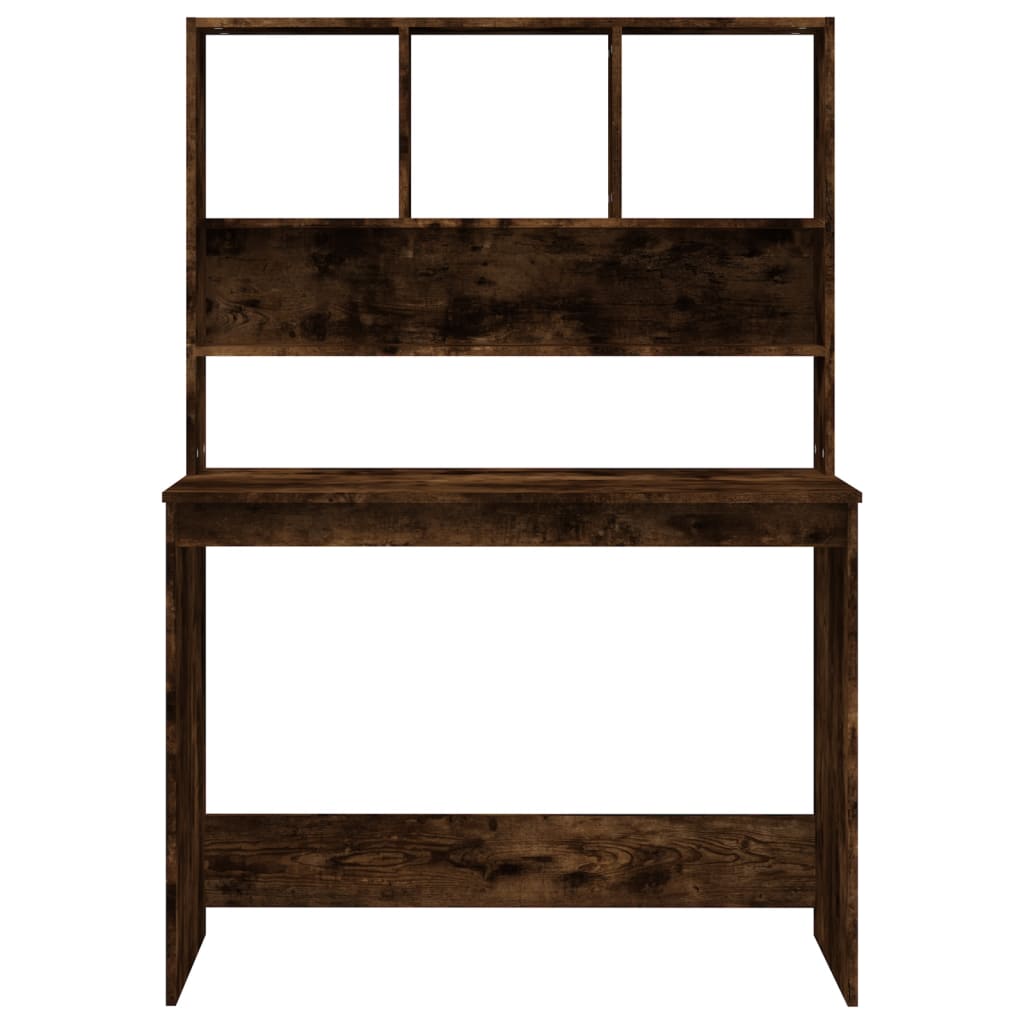 vidaXL Birou cu rafturi, stejar fumuriu, 102x45x148 cm, lemn compozit vidaXL Birou cu rafturi, stejar fumuriu, 102x45x148 cm, lemn compozit