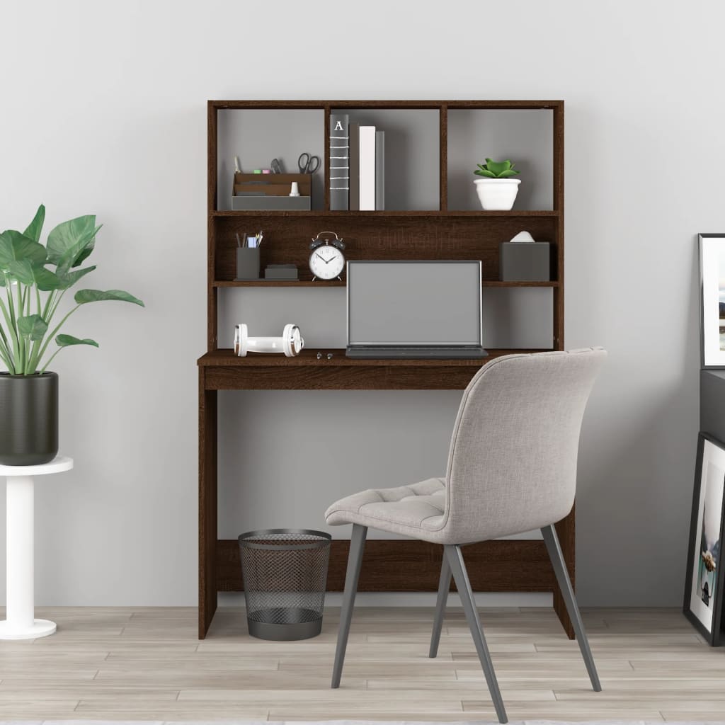 vidaXL Birou cu rafturi, stejar maro, 102x45x148 cm, lemn compozit vidaXL Birou cu rafturi, stejar maro, 102x45x148 cm, lemn compozit