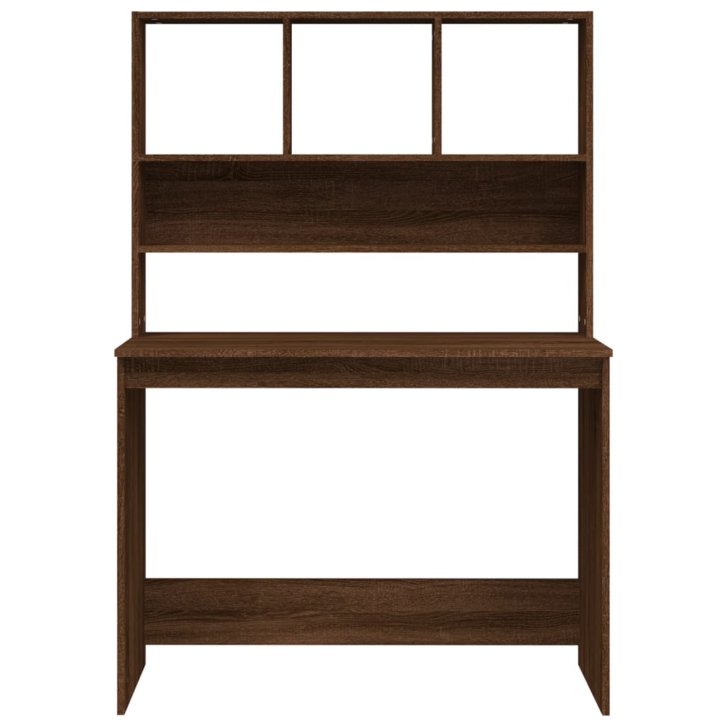 vidaXL Birou cu rafturi, stejar maro, 102x45x148 cm, lemn compozit vidaXL Birou cu rafturi, stejar maro, 102x45x148 cm, lemn compozit