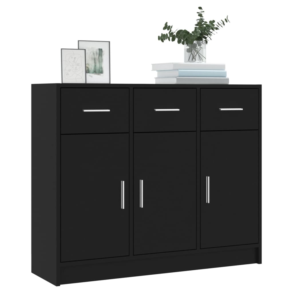 vidaXL Servantă, negru, 91x28x75 cm, lemn prelucrat vidaXL Servantă, negru, 91x28x75 cm, lemn prelucrat