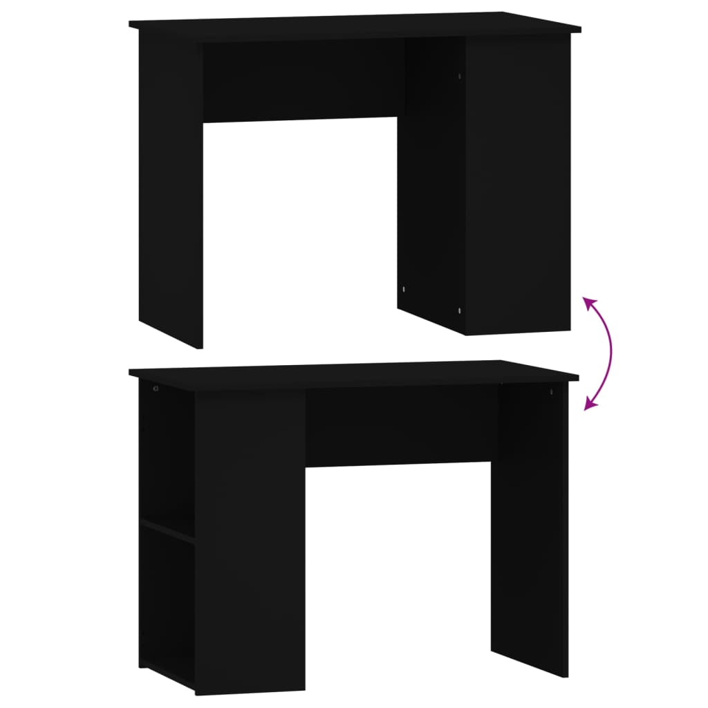 vidaXL Birou, negru, 100x55x75 cm, lemn prelucrat