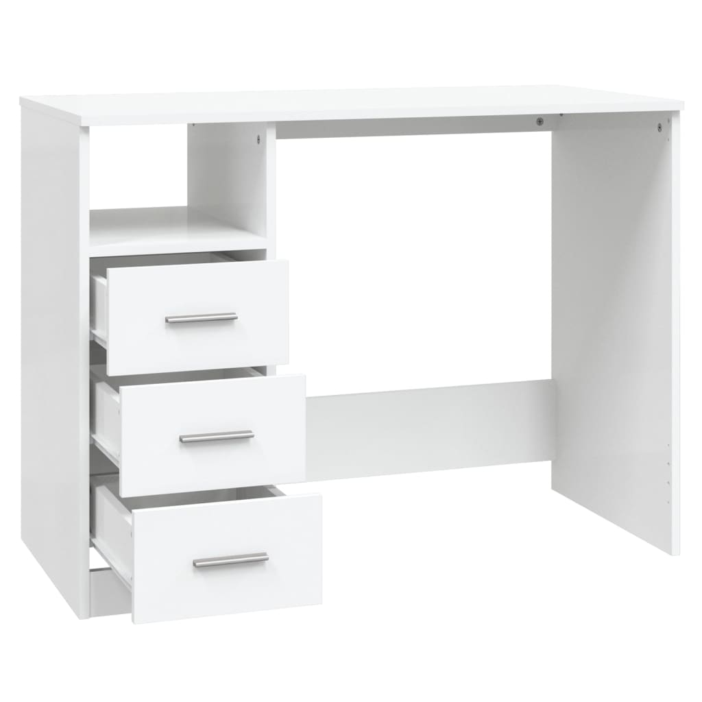 vidaXL Birou cu sertare, alb, 102x50x76 cm, lemn prelucrat vidaXL Birou cu sertare, alb, 102x50x76 cm, lemn prelucrat