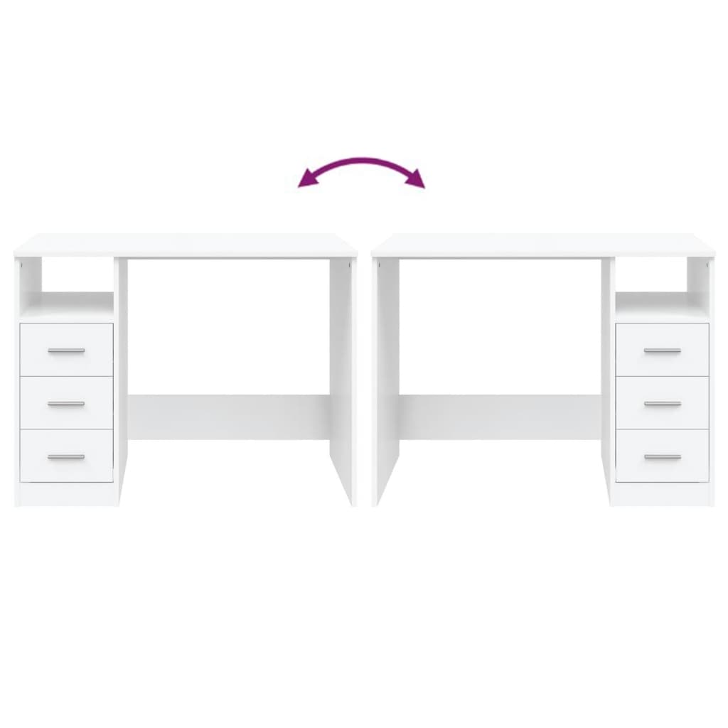 vidaXL Birou cu sertare, alb, 102x50x76 cm, lemn prelucrat vidaXL Birou cu sertare, alb, 102x50x76 cm, lemn prelucrat