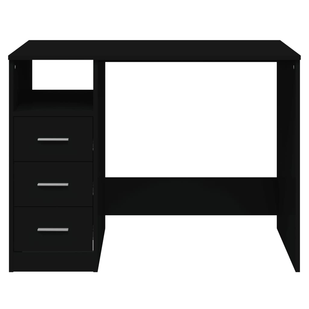vidaXL Birou cu sertare, negru, 102x50x76 cm, lemn prelucrat vidaXL Birou cu sertare, negru, 102x50x76 cm, lemn prelucrat