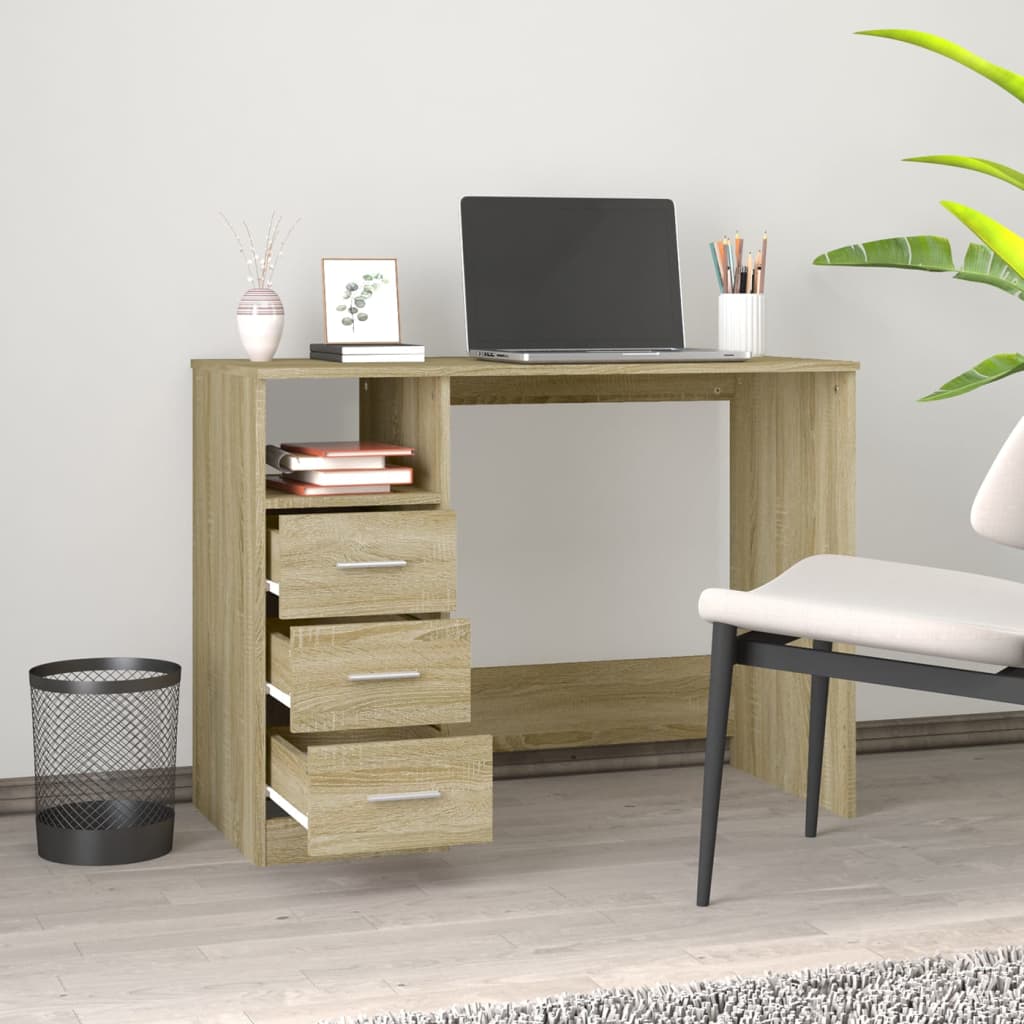 vidaXL Birou cu sertare, stejar sonoma, 102x50x76 cm, lemn prelucrat vidaXL Birou cu sertare, stejar sonoma, 102x50x76 cm, lemn prelucrat