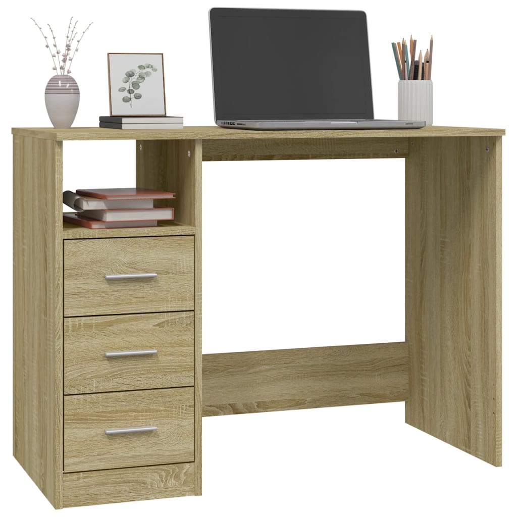 vidaXL Birou cu sertare, stejar sonoma, 102x50x76 cm, lemn prelucrat vidaXL Birou cu sertare, stejar sonoma, 102x50x76 cm, lemn prelucrat
