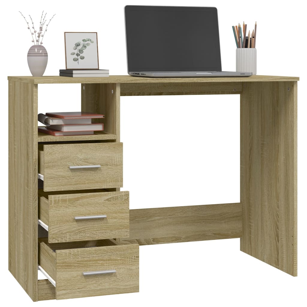 vidaXL Birou cu sertare, stejar sonoma, 102x50x76 cm, lemn prelucrat vidaXL Birou cu sertare, stejar sonoma, 102x50x76 cm, lemn prelucrat