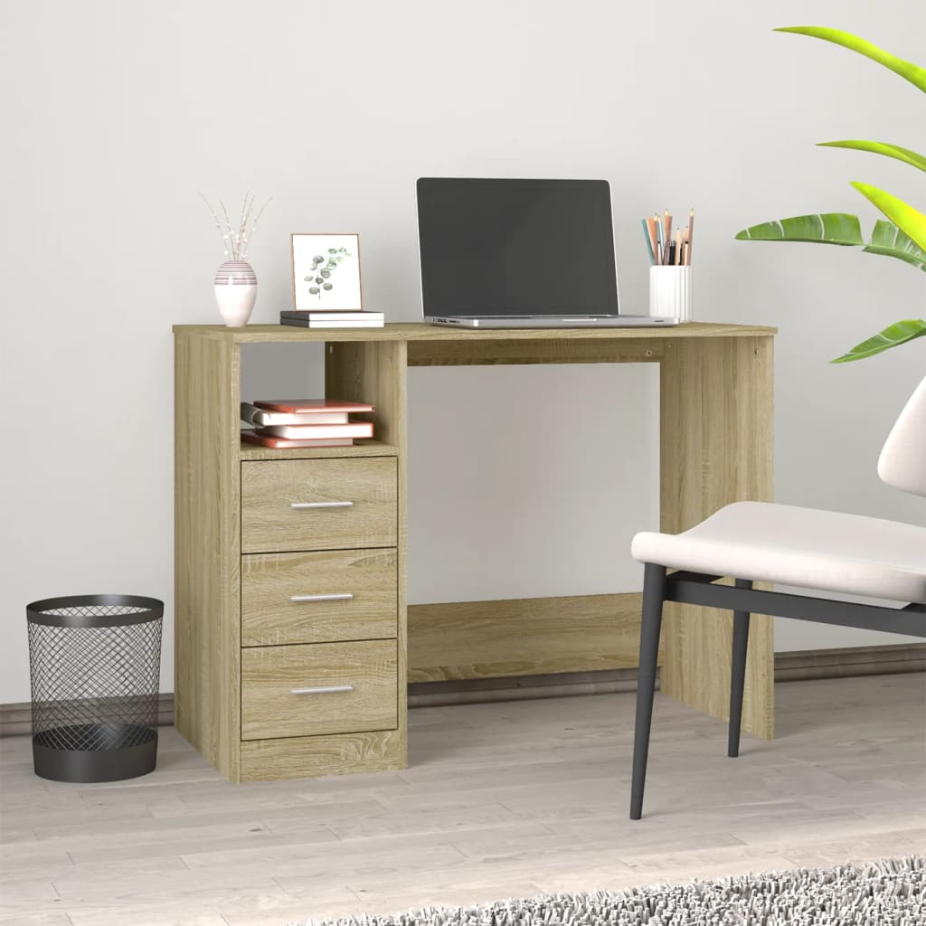 vidaXL Birou cu sertare, stejar sonoma, 102x50x76 cm, lemn prelucrat vidaXL Birou cu sertare, stejar sonoma, 102x50x76 cm, lemn prelucrat