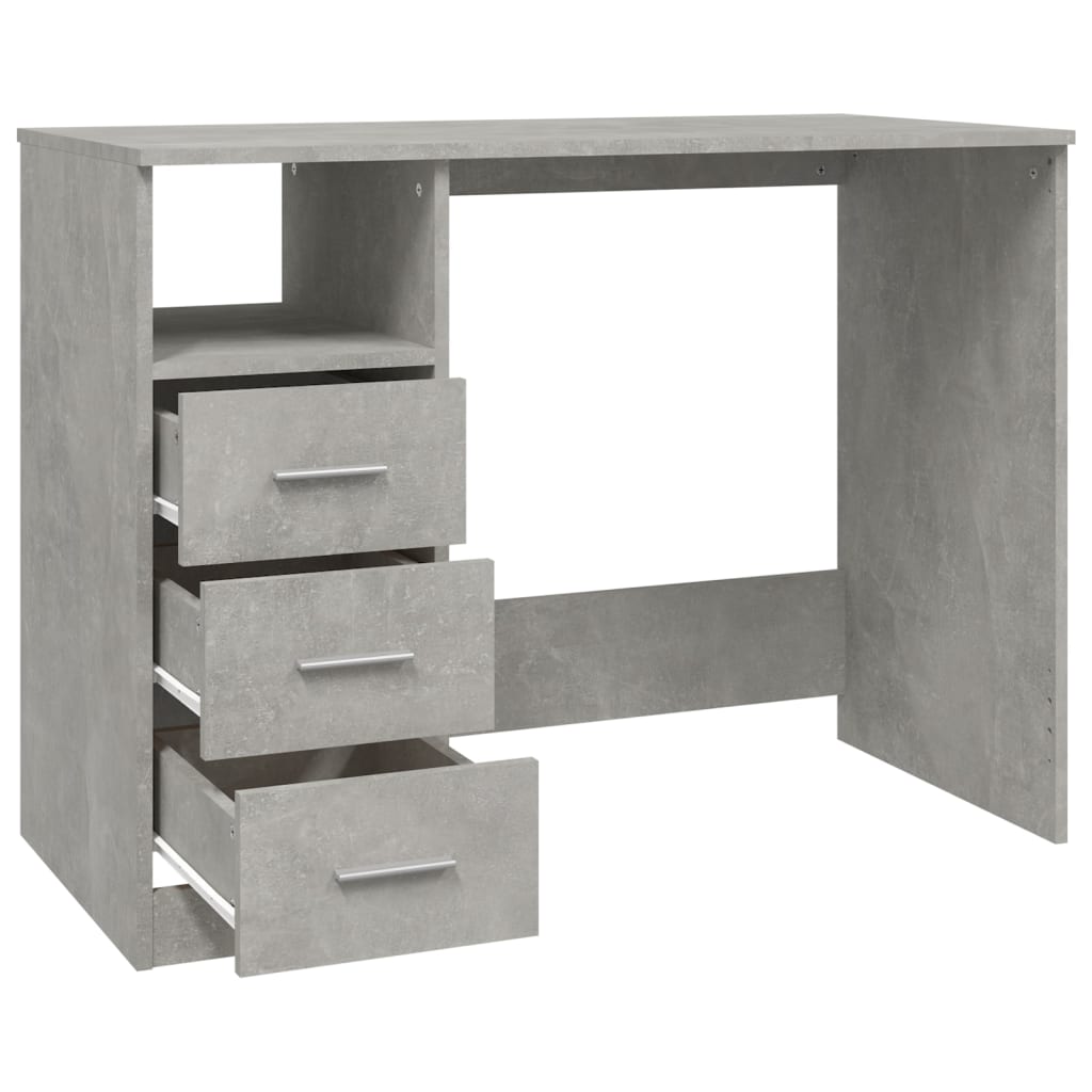vidaXL Birou cu sertare, gri beton, 102x50x76 cm, lemn prelucrat vidaXL Birou cu sertare, gri beton, 102x50x76 cm, lemn prelucrat