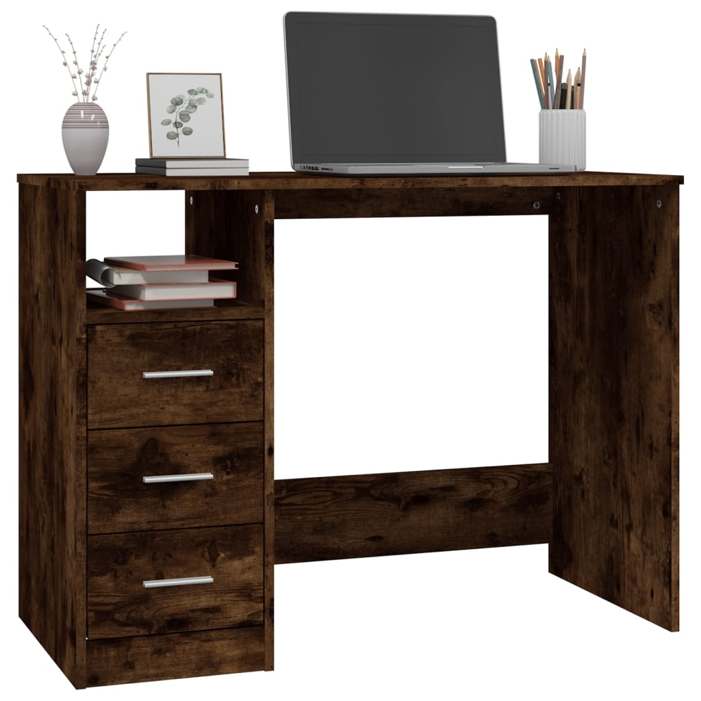 vidaXL Birou cu sertare, stejar afumat, 102x50x76 cm, lemn prelucrat vidaXL Birou cu sertare, stejar afumat, 102x50x76 cm, lemn prelucrat