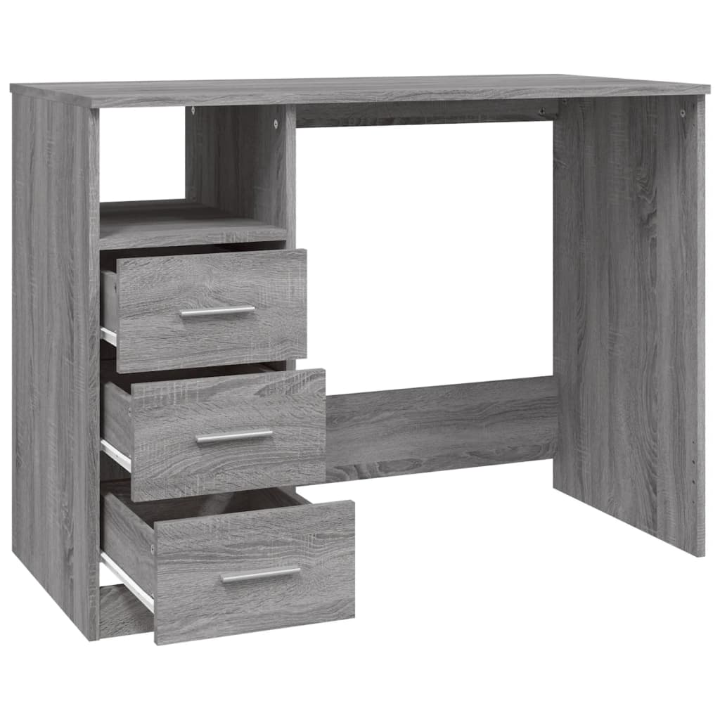 vidaXL Birou cu sertare gri sonoma 102x50x76 cm lemn prelucrat vidaXL Birou cu sertare gri sonoma 102x50x76 cm lemn prelucrat