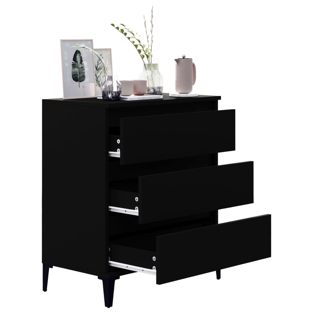 vidaXL Servantă, negru, 60x35x70 cm, lemn prelucrat vidaXL Servantă, negru, 60x35x70 cm, lemn prelucrat