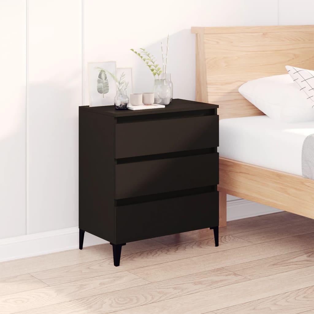 vidaXL Servantă, negru, 60x35x70 cm, lemn prelucrat vidaXL Servantă, negru, 60x35x70 cm, lemn prelucrat