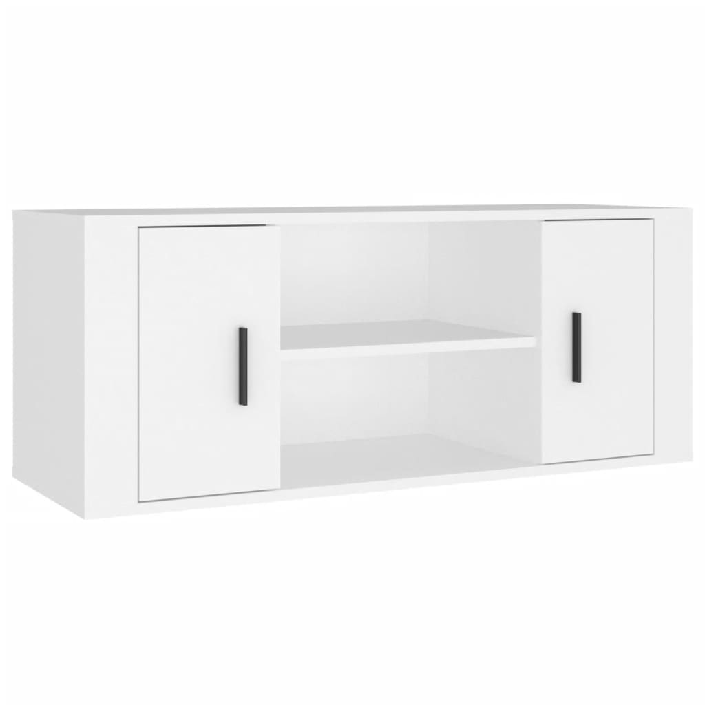 vidaXL Comodă TV, alb, 100x35x40 cm, lemn prelucrat