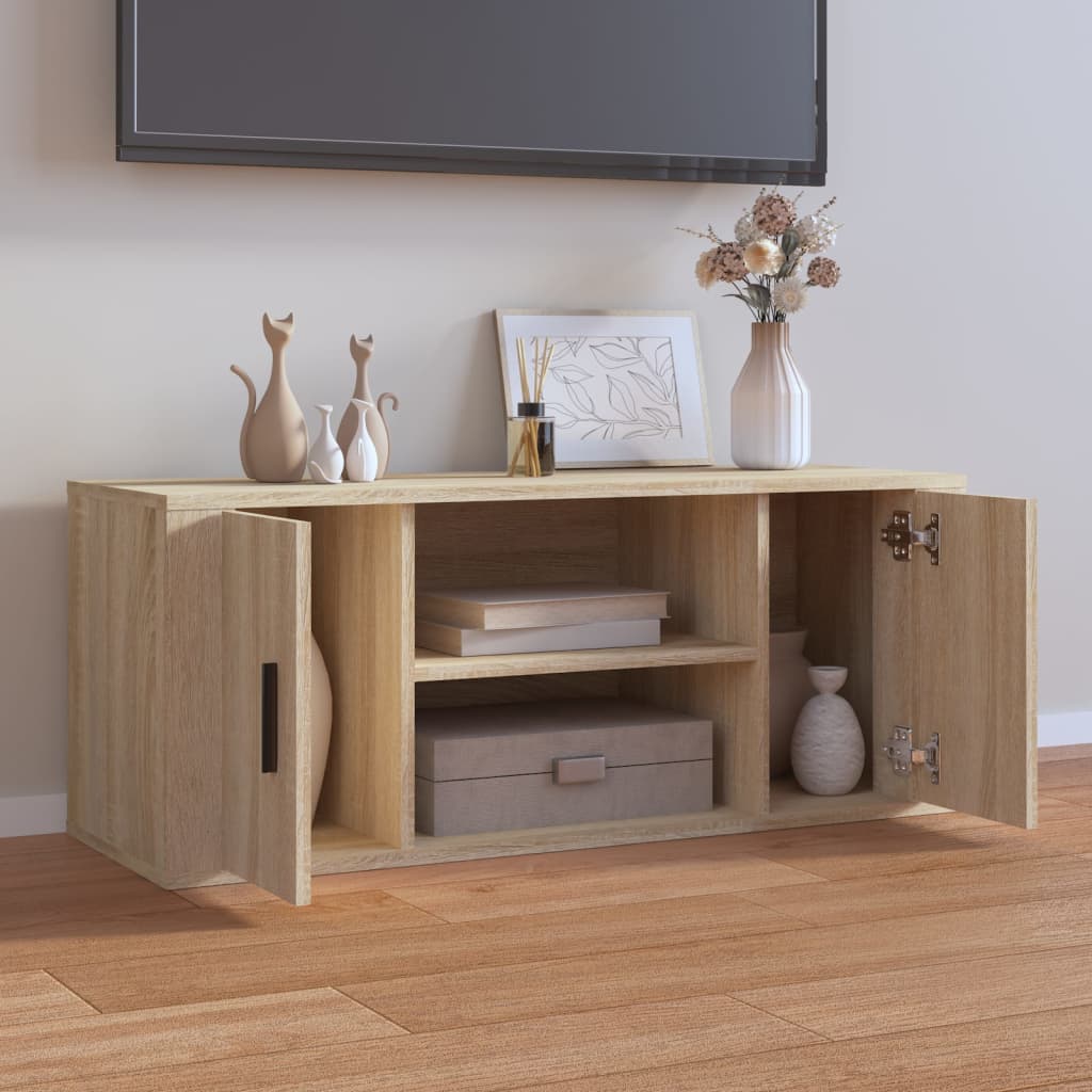 vidaXL Comodă TV, stejar sonoma, 100x35x40 cm, lemn prelucrat vidaXL Comodă TV, stejar sonoma, 100x35x40 cm, lemn prelucrat