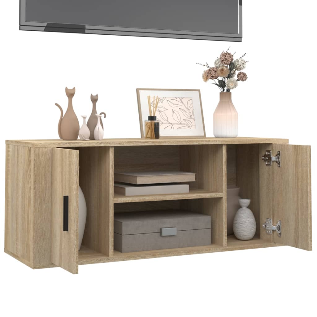 vidaXL Comodă TV, stejar sonoma, 100x35x40 cm, lemn prelucrat vidaXL Comodă TV, stejar sonoma, 100x35x40 cm, lemn prelucrat