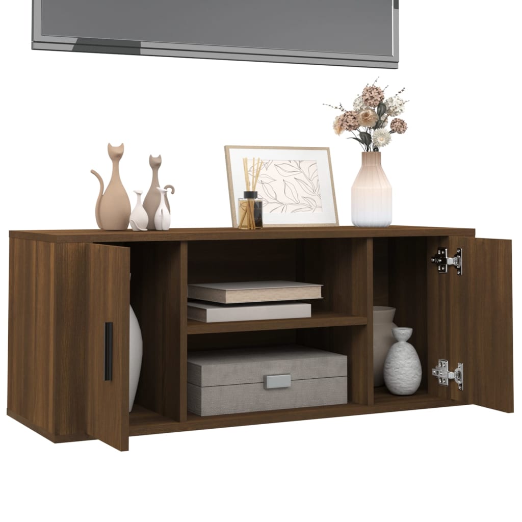 vidaXL Comodă TV, stejar maro, 100x35x40 cm, lemn prelucrat