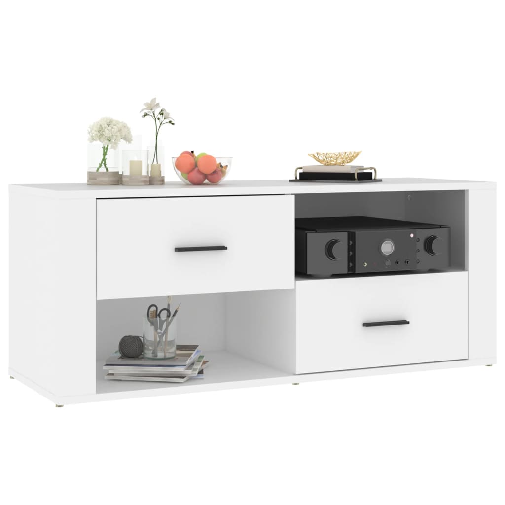 vidaXL Comodă TV, alb, 100x35x40 cm, lemn prelucrat