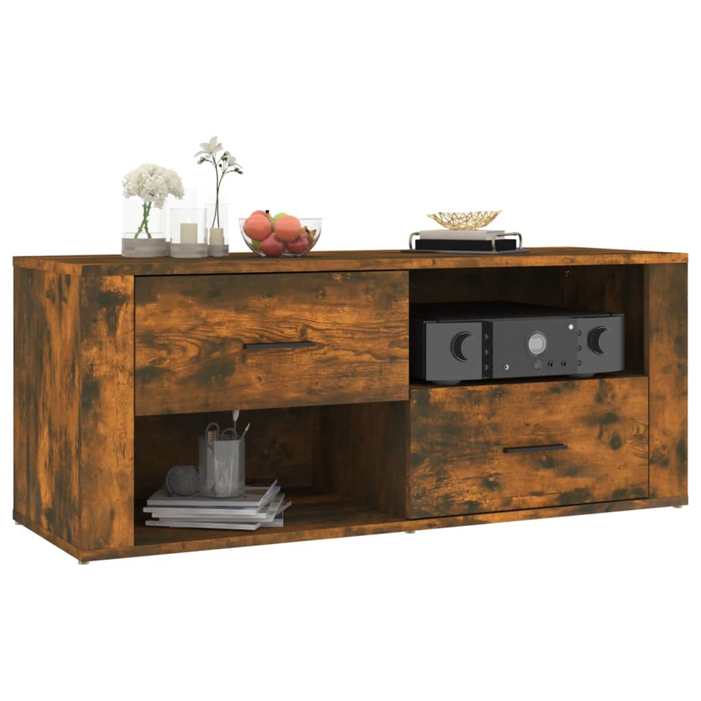 vidaXL Comodă TV, stejar fumuriu, 100x35x40 cm, lemn prelucrat vidaXL Comodă TV, stejar fumuriu, 100x35x40 cm, lemn prelucrat
