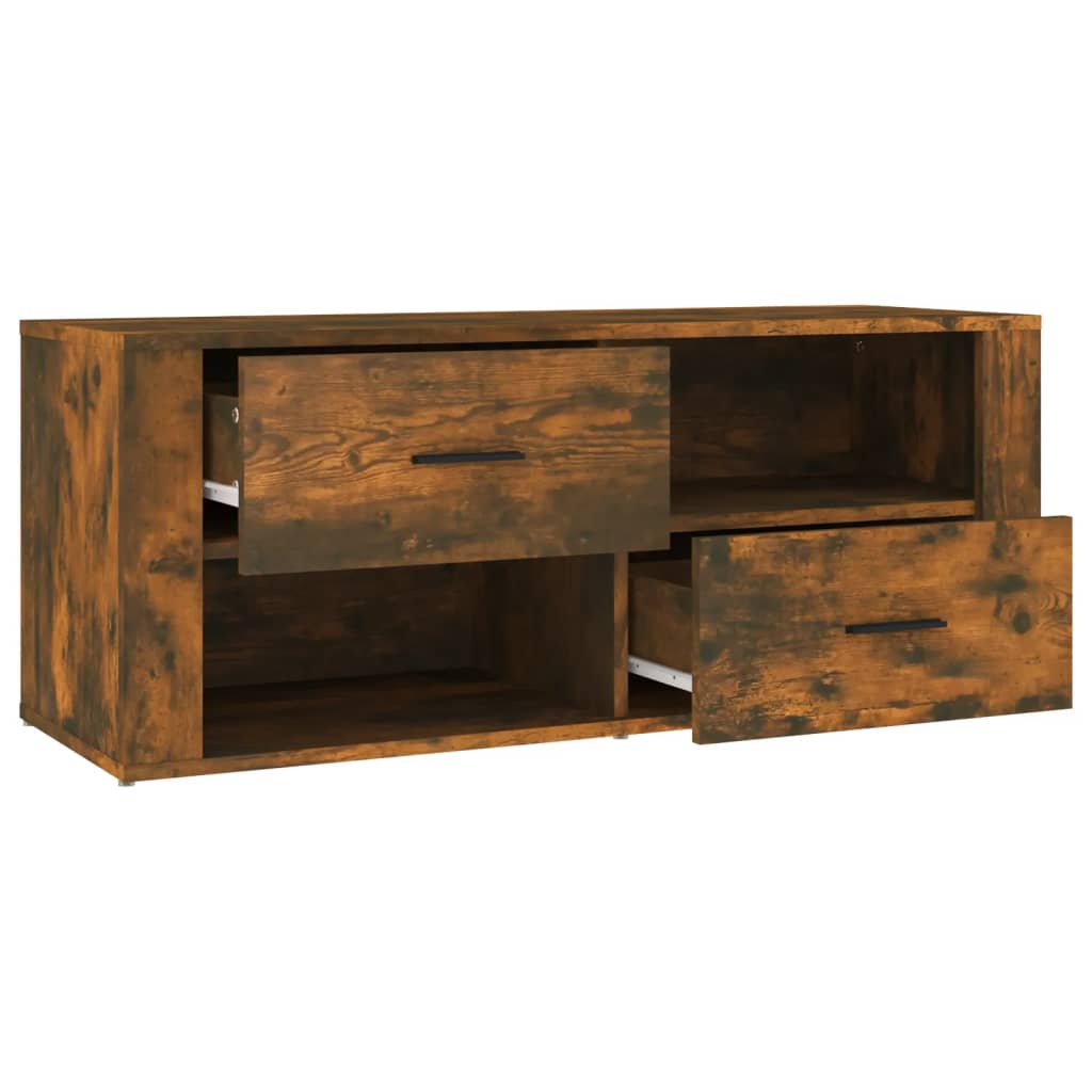 vidaXL Comodă TV, stejar fumuriu, 100x35x40 cm, lemn prelucrat vidaXL Comodă TV, stejar fumuriu, 100x35x40 cm, lemn prelucrat