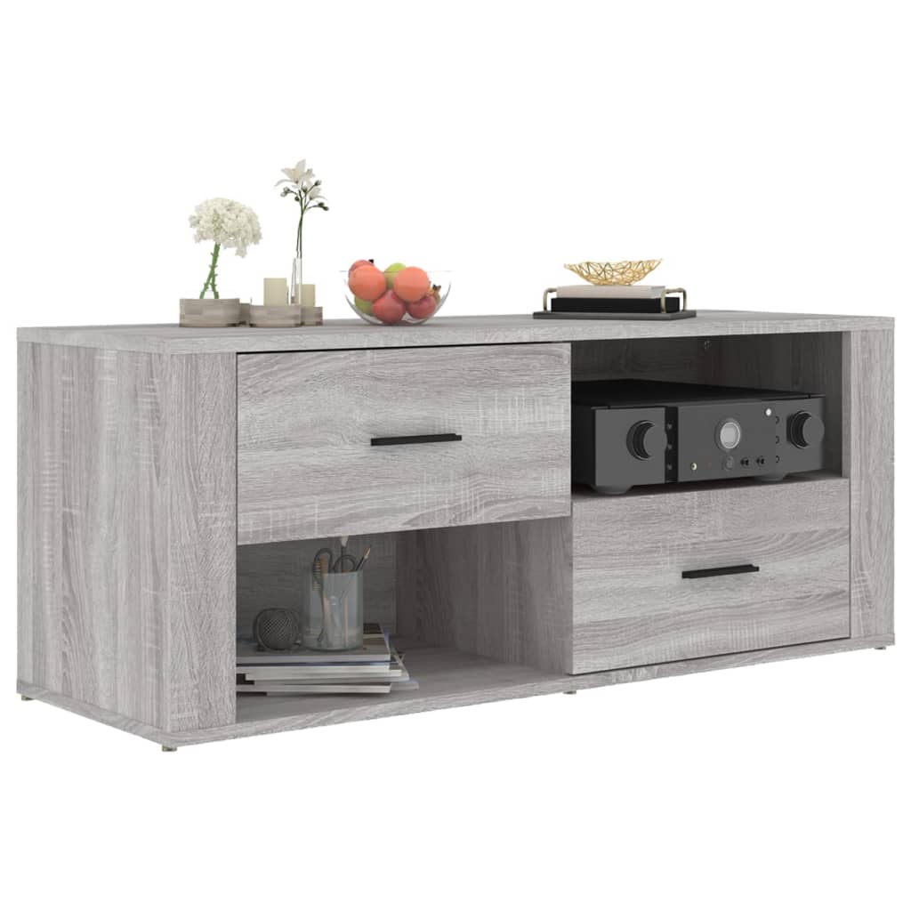 vidaXL Comodă TV, gri sonoma, 100x35x40 cm, lemn prelucrat vidaXL Comodă TV, gri sonoma, 100x35x40 cm, lemn prelucrat