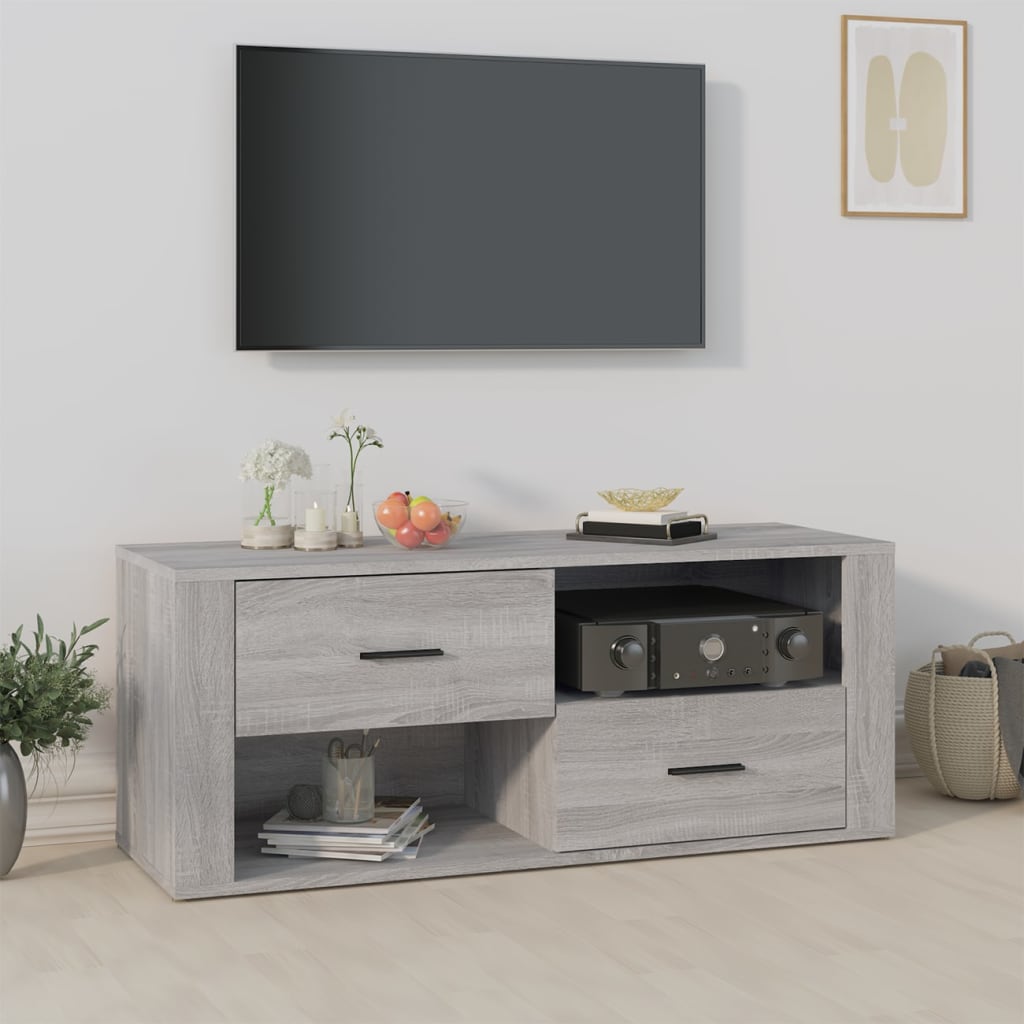 vidaXL Comodă TV, gri sonoma, 100x35x40 cm, lemn prelucrat vidaXL Comodă TV, gri sonoma, 100x35x40 cm, lemn prelucrat