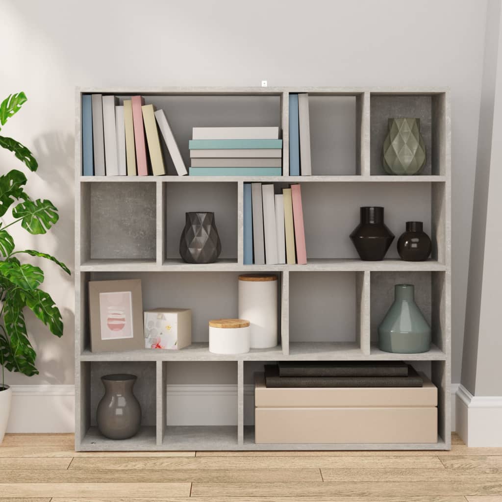 vidaXL Bibliotecă/Separator cameră, gri beton, 105x24x102 cm vidaXL Bibliotecă/Separator cameră, gri beton, 105x24x102 cm