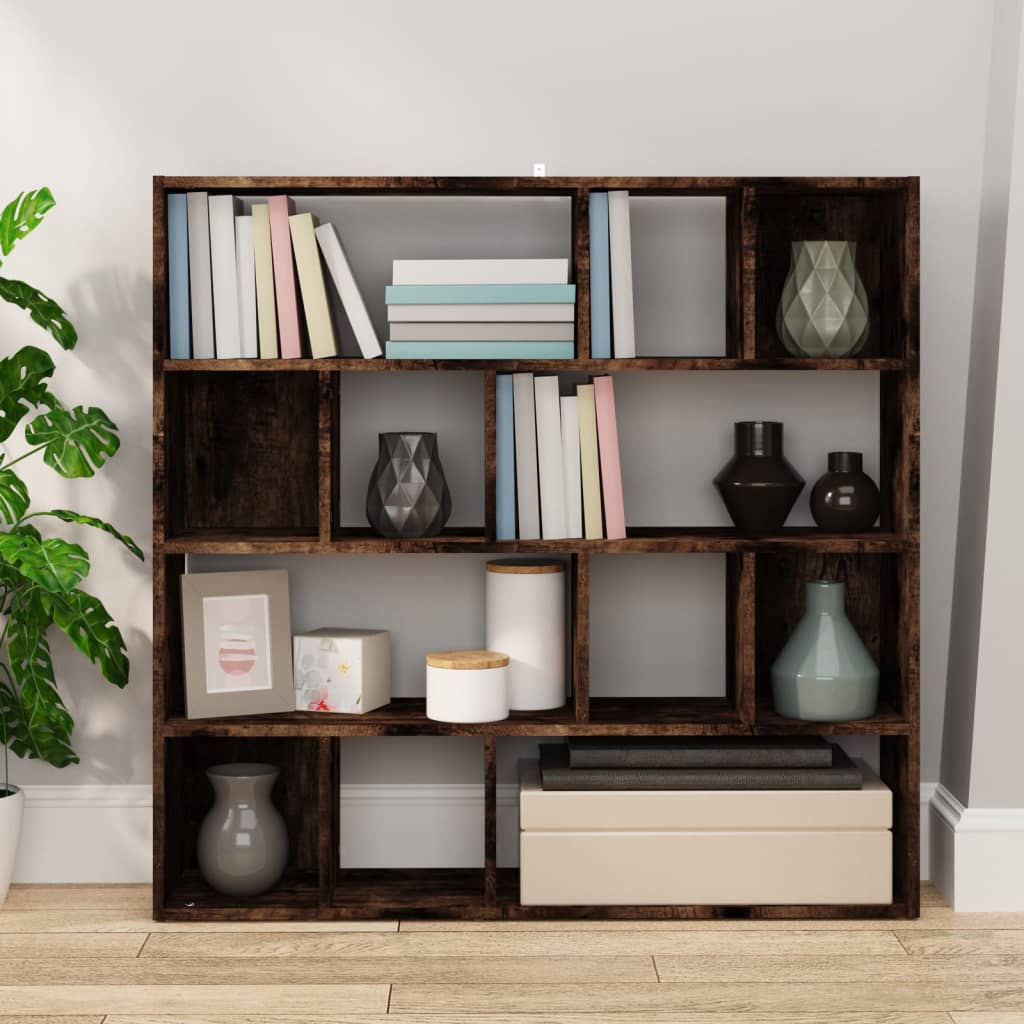 vidaXL Bibliotecă/Separator de cameră, stejar fumuriu, 105x24x102 cm vidaXL Bibliotecă/Separator de cameră, stejar fumuriu, 105x24x102 cm