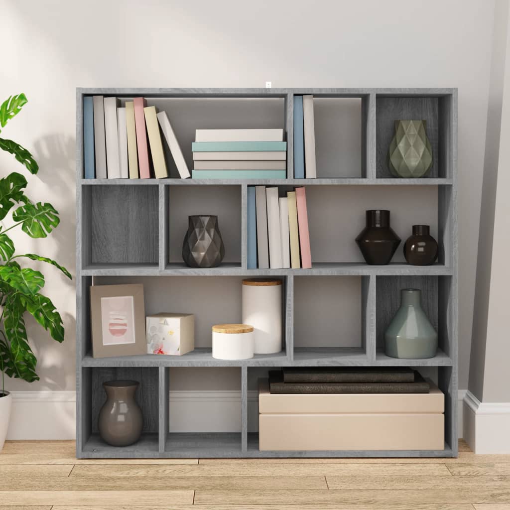 vidaXL Bibliotecă/Separator de cameră, gri sonoma, 105x24x102 cm