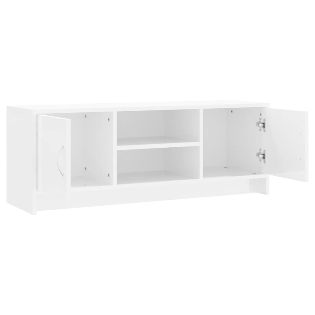 vidaXL Comodă TV, alb extralucios, 102x30x37,5 cm, lemn prelucrat
