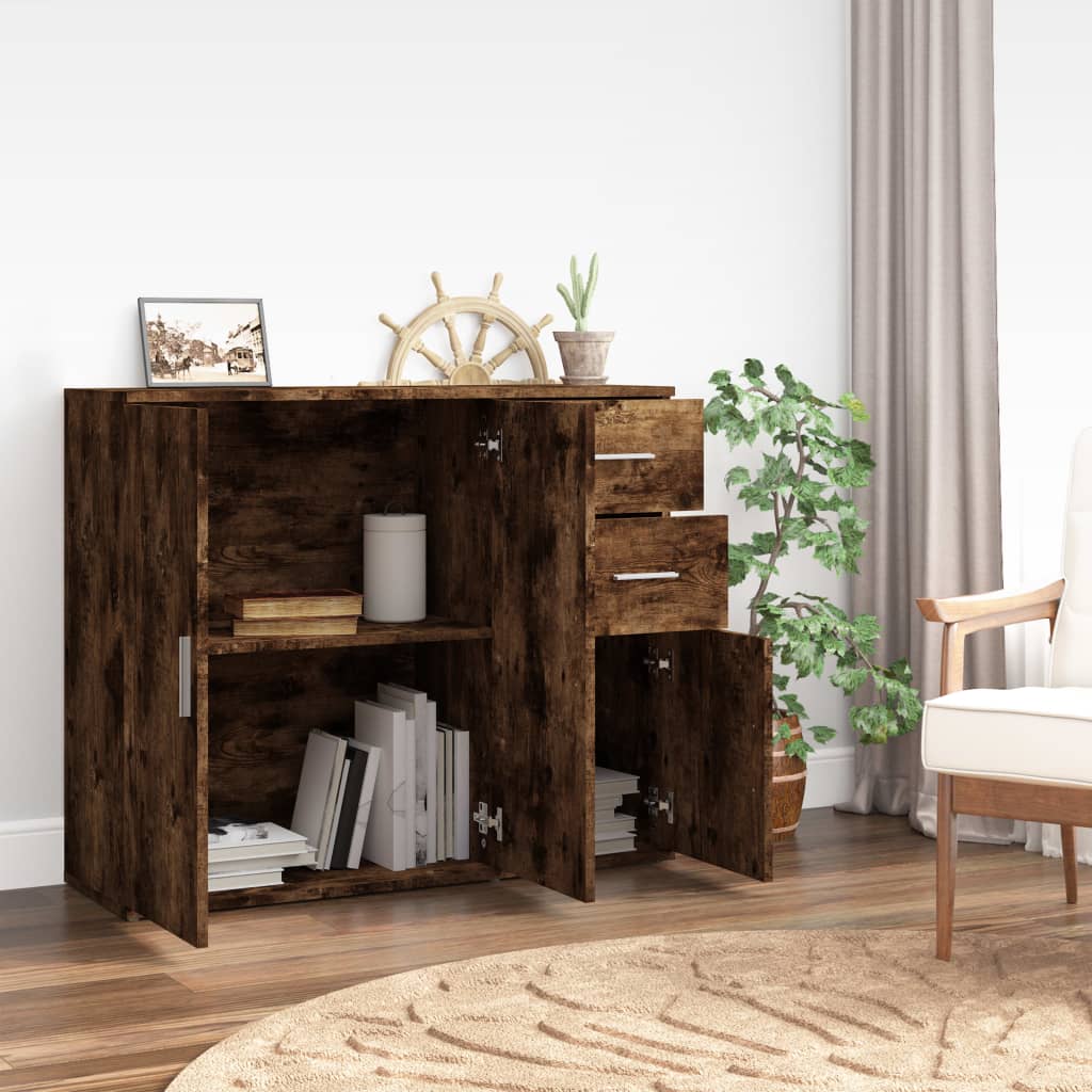 vidaXL Servantă, stejar fumuriu, 91x29,5x75 cm, lemn prelucrat