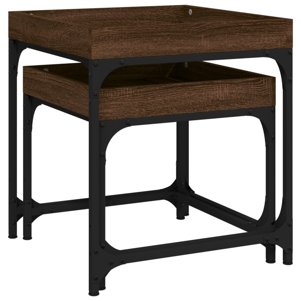 vidaXL Măsuțe laterale, 2 buc., stejar maro, lemn compozit