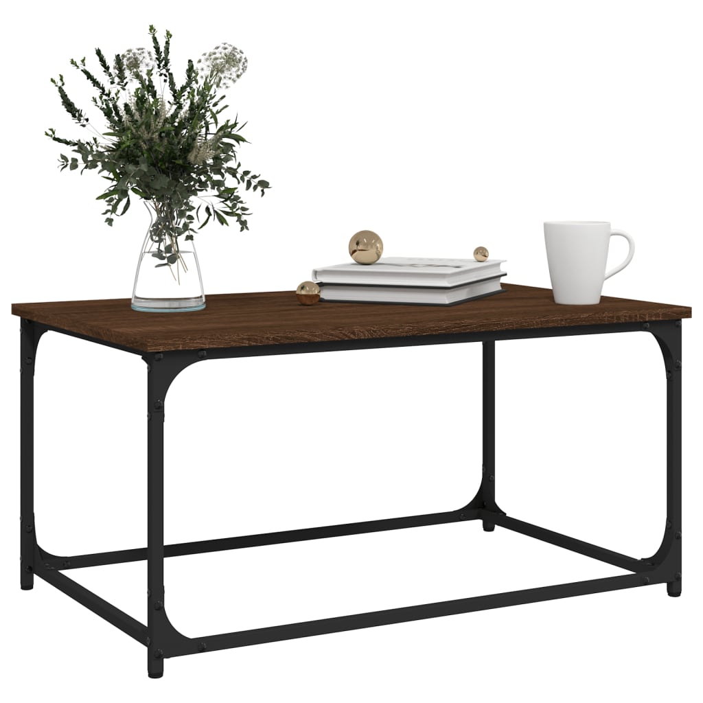 vidaXL Măsuță cafea, stejar maro, 80x50x40 cm lemn prelucrat și fier vidaXL Măsuță cafea, stejar maro, 80x50x40 cm lemn prelucrat și fier