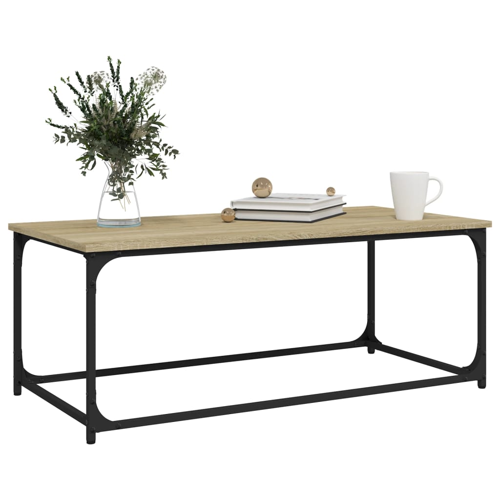 vidaXL Măsuță cafea, stejar sonoma 102x50x40 cm lemn prelucrat și fier vidaXL Măsuță cafea, stejar sonoma 102x50x40 cm lemn prelucrat și fier