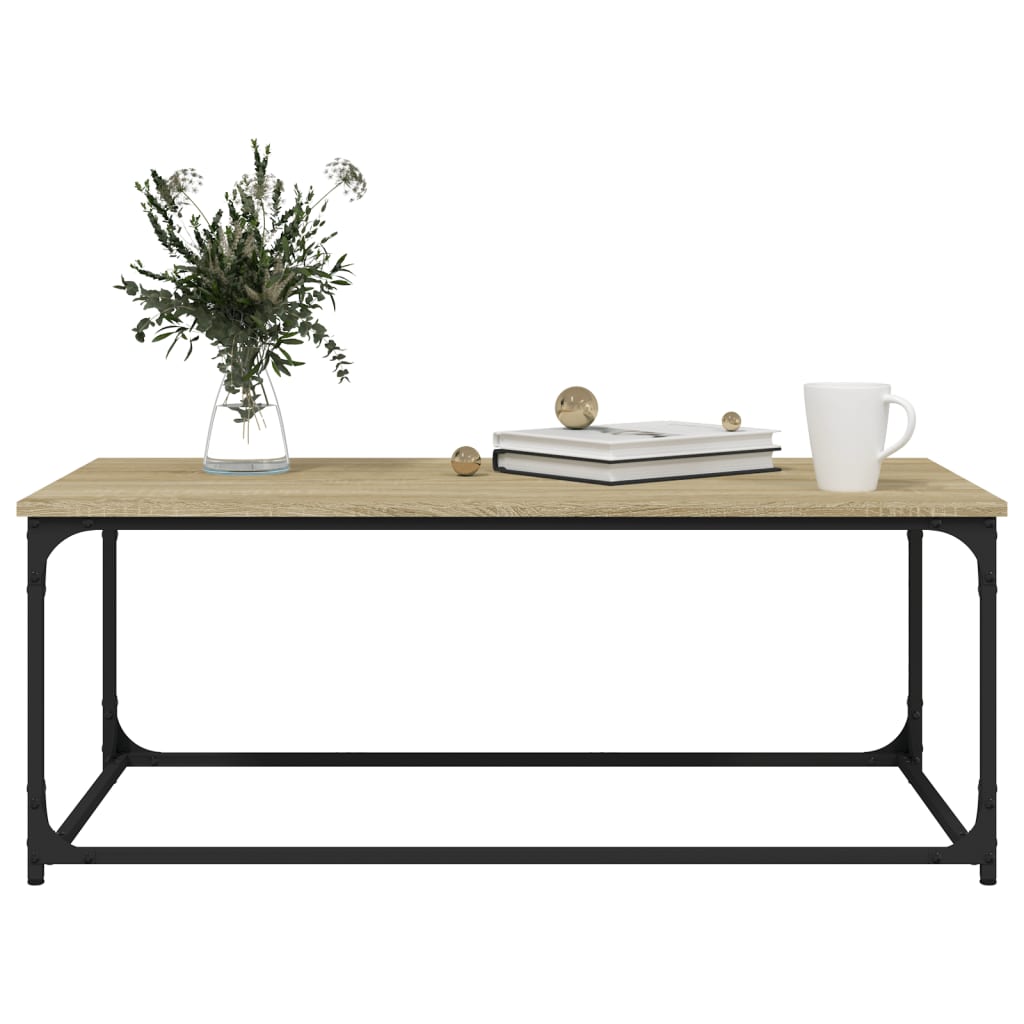 vidaXL Măsuță cafea, stejar sonoma 102x50x40 cm lemn prelucrat și fier vidaXL Măsuță cafea, stejar sonoma 102x50x40 cm lemn prelucrat și fier