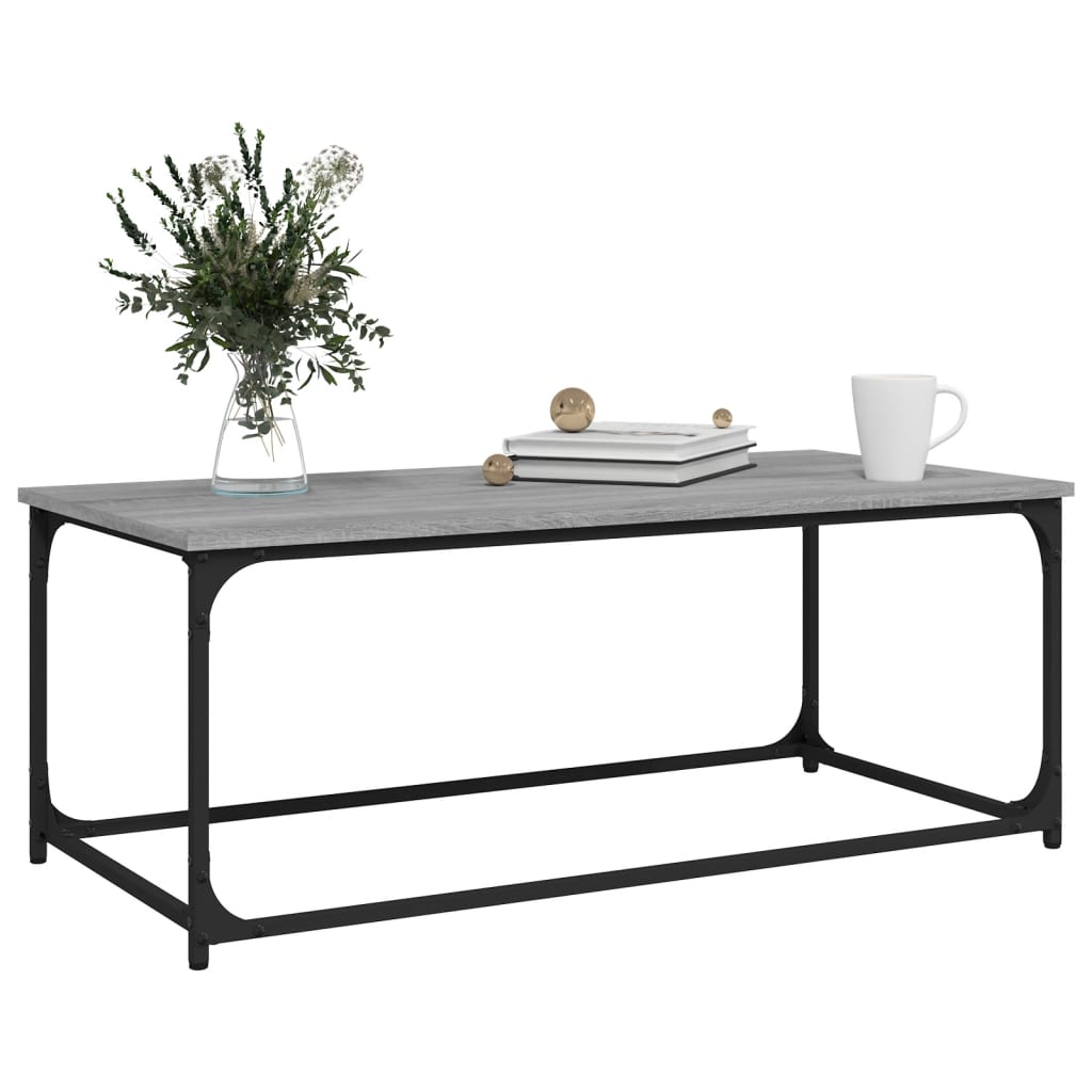 vidaXL Măsuță cafea, gri sonoma, 102x50x40 cm lemn prelucrat și fier vidaXL Măsuță cafea, gri sonoma, 102x50x40 cm lemn prelucrat și fier