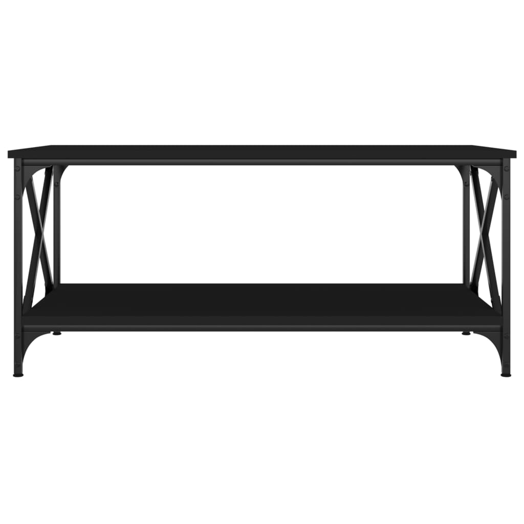 vidaXL Măsuță de cafea, negru, 100x50x45 cm, lemn prelucrat și fier vidaXL Măsuță de cafea, negru, 100x50x45 cm, lemn prelucrat și fier