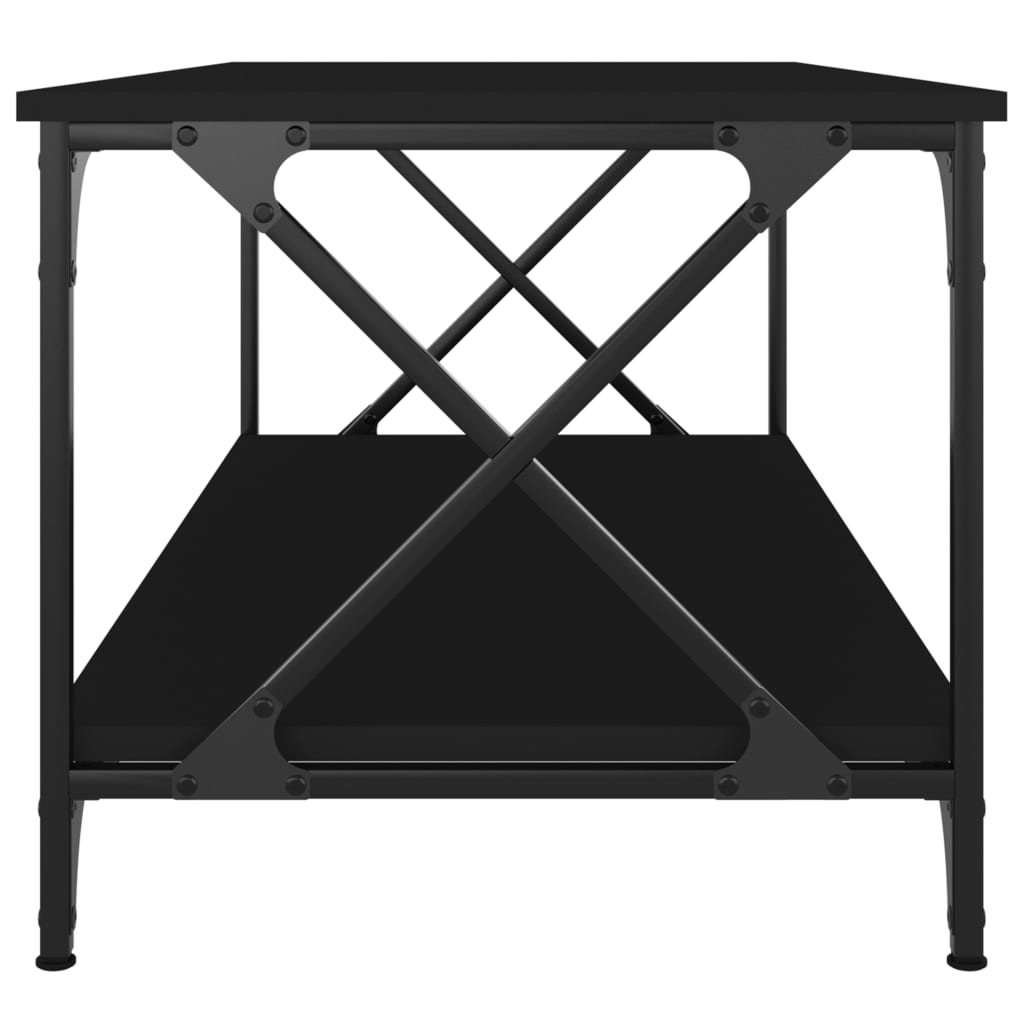 vidaXL Măsuță de cafea, negru, 100x50x45 cm, lemn prelucrat și fier vidaXL Măsuță de cafea, negru, 100x50x45 cm, lemn prelucrat și fier